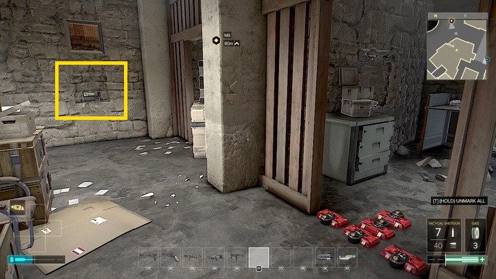 Terminal dezaktywujący miny znajdziesz za obrazem, do środka jednakże możesz dostać się rozwalając ścianę z sąsiedniego pokoiku. - Mapa północnej części Pragi - M3 | Praga - Mapy | Deus Ex Rozłam Ludzkości - Deus Ex: Rozłam Ludzkości - poradnik do gry