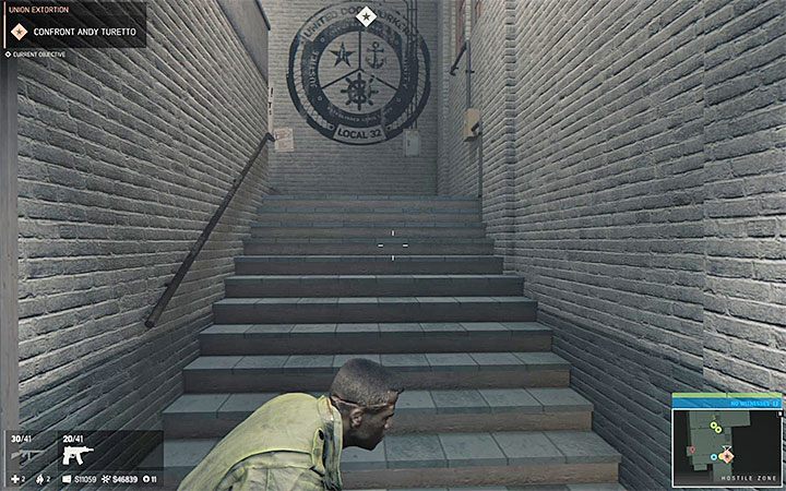 Wąskie schody zaprowadzą Cię w pobliże bossa - Biznes wymuszeń na związkowcach | Misje fabularne w Mafia III - Mafia III - poradnik do gry