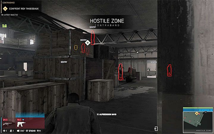 Roya odnajdziesz na piętrze magazynu i w pobliżu niego przebywają wartownicy - Biznes kontrabandy | Misje fabularne w Mafia III - Mafia III - poradnik do gry