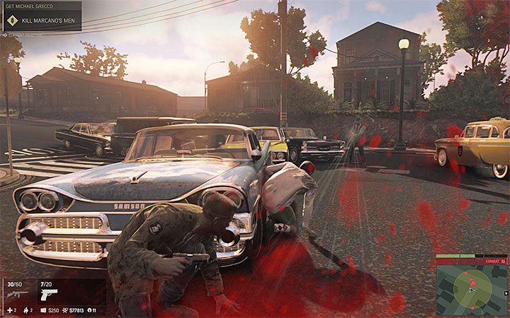 Osłab Grecco na tyle żeby uklęknął i dopiero wtedy zaatakuj ludzi Marcano - Porwanie Michaela Grecco | Misje fabularne w Mafia III - Mafia III - poradnik do gry