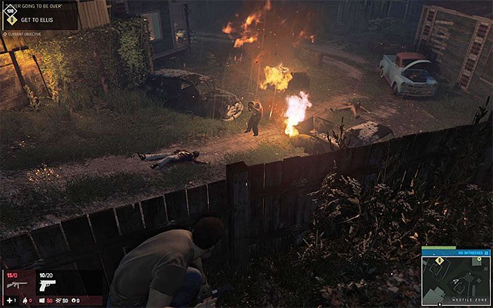 Możesz pomagać sobie koktajlami Mołotowa żeby podpalać pojedynczych wrogów lub całe grupy Haitańczyków - Prolog (misje 1-9) | Misje fabularne w Mafia III - Mafia III - poradnik do gry