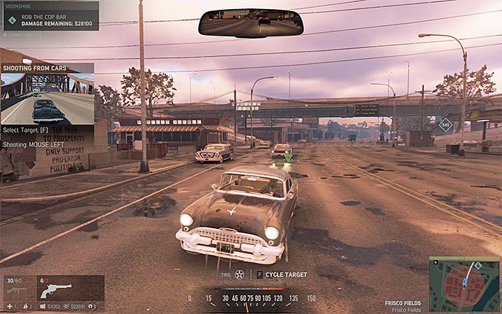 Podczas ucieczki np. przed policją możesz oglądać się za siebie i namierzać opony innych pojazdów - Osiągnięcia w Mafia III | Podstawowe informacje - Mafia III - poradnik do gry