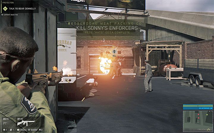 Możesz łatwo zabić Hatsa dzięki zniszczeniu beczek w odpowiednim momencie - Biznes płatnej ochrony | Misje fabularne w Mafia III - Mafia III - poradnik do gry