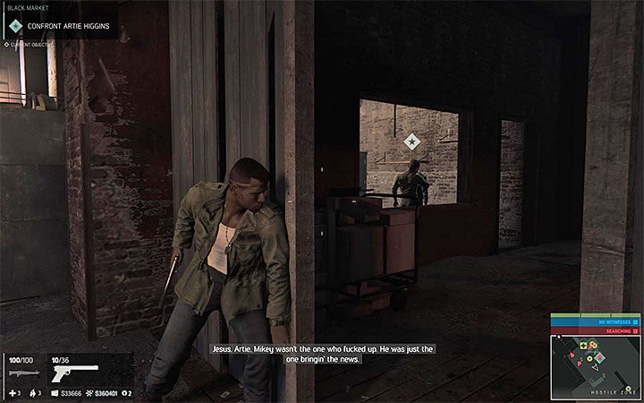 Dobrze zaskoczyć aż Artie zastrzeli swojego pracownika i wtedy dopiero się do niego zakraść - Biznes towarów czarnorynkowych | Misje fabularne w Mafia III - Mafia III - poradnik do gry