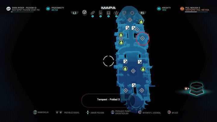 Zaznaczona na mapie lokalizacja stacji służącej do resetowania punktów umiejętności. - Jak zresetować wydane punkty umiejętności w Mass Effect Andromeda? - Mass Effect: Andromeda - poradnik do gry