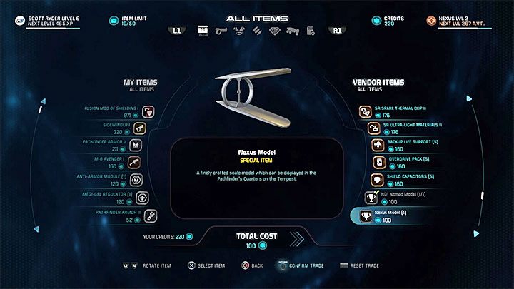 Model ten może pojawić się w ofercie jednego z handlarzy w Nexus: Dok - Miniaturowe modele do kajuty kapitańskiej w Mass Effect Andromeda | FAQ - Mass Effect: Andromeda - poradnik do gry