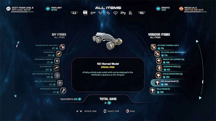 Model ten może pojawić się w ofercie jednego z handlarzy w Nexus: Dok - Miniaturowe modele do kajuty kapitańskiej w Mass Effect Andromeda | FAQ - Mass Effect: Andromeda - poradnik do gry