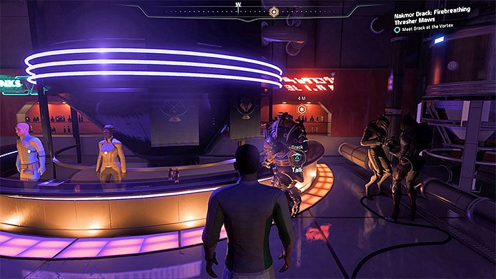 Nakmor Drack jest w barze Wir - Nakmor Drack: Rozróba, Jak zgrywać twardziela i Ogniste miażdżypaszcze | Sojusznicy i związki - Mass Effect: Andromeda - poradnik do gry