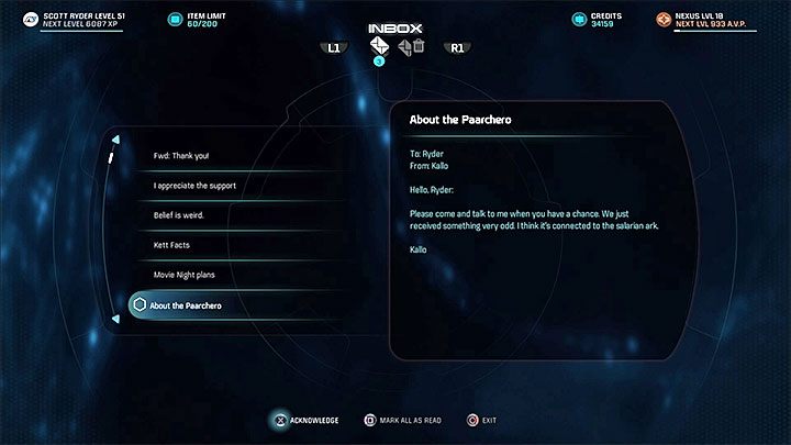 E-mail od Kallo - Prawdy i naruszenia | Sojusznicy i związki w Mass Effect Andromeda - Mass Effect: Andromeda - poradnik do gry