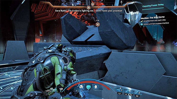 Broń się pozostając niedaleko przekaźnika - Jak pokonać finałowego bossa gry w sercu Meridianu? | Walki z bossami - Mass Effect: Andromeda - poradnik do gry