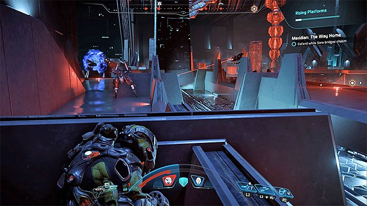 Po raz pierwszy musisz bronić się gdy podnoszone będą platformy - Jak pokonać finałowego bossa gry w sercu Meridianu? | Walki z bossami - Mass Effect: Andromeda - poradnik do gry