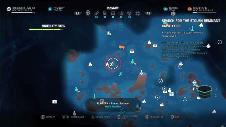 Pierwszy punkt, do którego należy się udac. - Poszukaj skradzionego rdzenia napędu | Elaaden | Zadania w Helejosie w Andromeda - Mass Effect: Andromeda - poradnik do gry