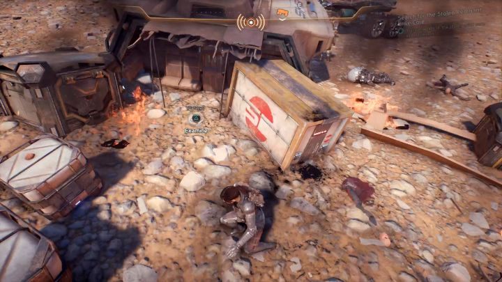 Druga skrzynia do zeskanowania i notatnik do zbadania. - Poszukaj skradzionego rdzenia napędu | Elaaden | Zadania w Helejosie w Andromeda - Mass Effect: Andromeda - poradnik do gry