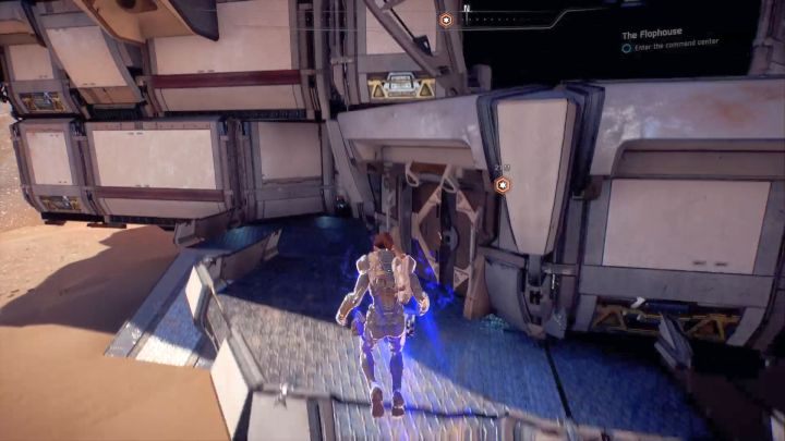 Wystarczy tylko podejść do wejścia do centrum dowodzenia. - Noclegownia | Elaaden | Zadania w Helejosie w Mass Effect Andromeda - Mass Effect: Andromeda - poradnik do gry