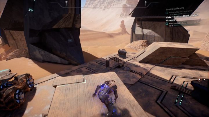 Druga Konsola Porzuconych, która służy do odblokowania przejścia do glifów. - Oswajanie pustyni | Elaaden | Zadania w Helejosie w Mass Effect Andromeda - Mass Effect: Andromeda - poradnik do gry