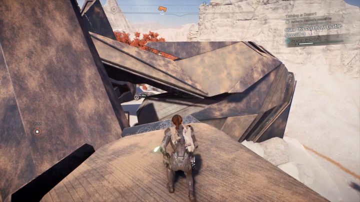 Po zeskanowaniu pierwszego glifu skieruj się na wschód i przeskocz na drugą stronę. - Oswajanie pustyni | Elaaden | Zadania w Helejosie w Mass Effect Andromeda - Mass Effect: Andromeda - poradnik do gry