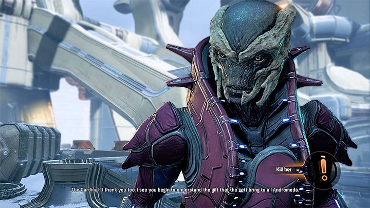 Jeśli wybrałeś pierwszy z opisanych wariantów to będziesz mógł też zadecydować o dalszym losie Kardynał - Ścieżka nadziei (A Trail of Hope) | Operacje priorytetowe w ME Andromeda - Mass Effect: Andromeda - poradnik do gry