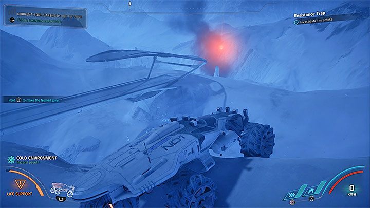 Dotrzyj Nomadem do miejsca, w którym widoczny jest dym - Pozostałe zadania | Voeld | Zadania w Helejosie w Mass Effect Andromeda - Mass Effect: Andromeda - poradnik do gry