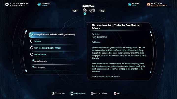 E-mail w sprawie statków kettów - Rozłam w szeregach | Sojusznicy i związki w Mass Effect Andromeda - Mass Effect: Andromeda - poradnik do gry
