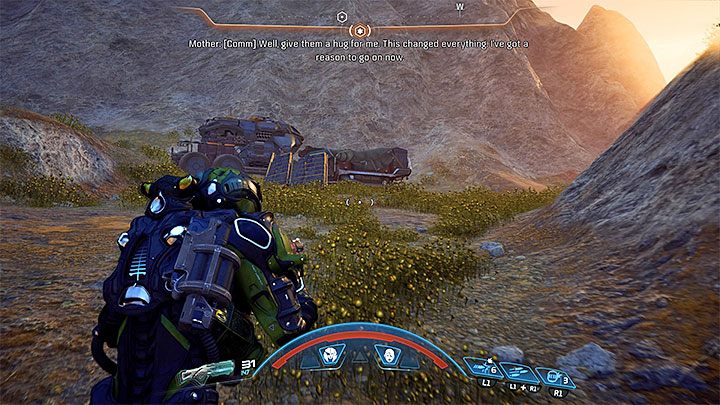 Miejsce odnalezienia szczątków jest na północ od farmy i możesz tam dotrzeć podróżując głównymi drogami zgodnie z ruchem wskazówek zegara - Pozostałe zadania | Kadara | Zadania w Helejosie w Mass Effect Andromeda - Mass Effect: Andromeda - poradnik do gry