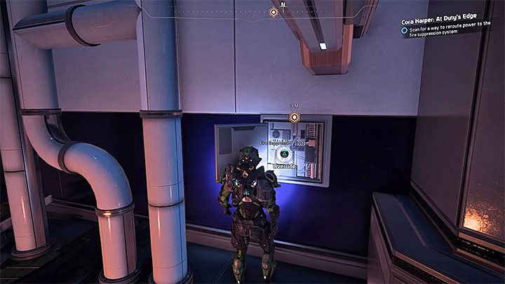 Wybierz nowo odblokowane przejście przez kwatery mieszkalne i podczas przemarszu przez korytarze z płomieniami spodziewaj się ataków potworów Wraith - Cora Harper: Na granicy służby | Sojusznicy i związki w Mass Effect Andromeda - Mass Effect: Andromeda - poradnik do gry