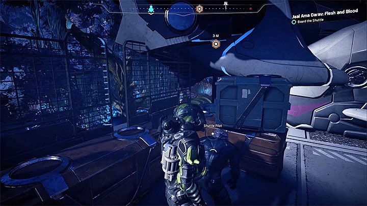 Pogadaj z pilotem promu gdy będziesz gotowy przenieść się do unikalnej lokacji tej misji - Jaal Ama Darav: Z krwi i kości | Sojusznicy i związki w ME Andromeda - Mass Effect: Andromeda - poradnik do gry