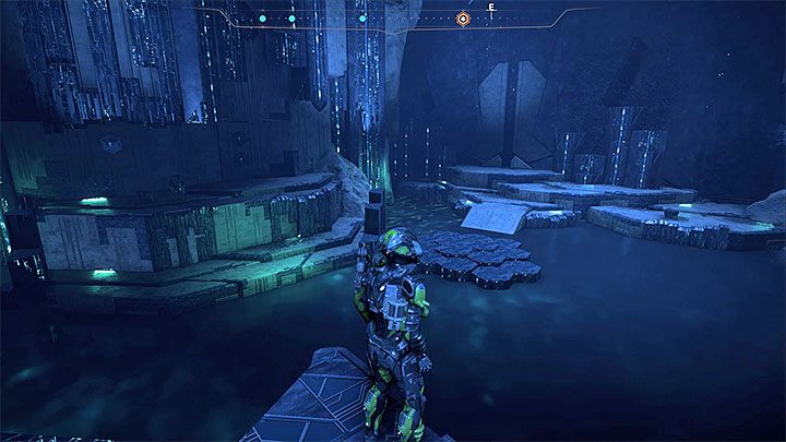 W celu kontynuowania podróży musisz doskoczyć do pokazanych na obrazku platform w północno-wschodniej części krypty - Uleczyć serce Kadary | Kadara | Zadania w Helejosie w Mass Effect Andromeda - Mass Effect: Andromeda - poradnik do gry