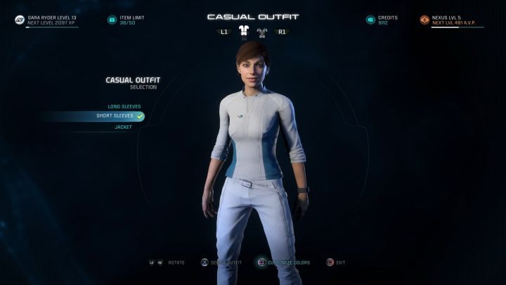 Ekran dostosowywania wyglądu bohatera bądź bohaterki. - Jak zmienić strój postaci w Mass Effect Andromeda? | FAQ - Mass Effect: Andromeda - poradnik do gry