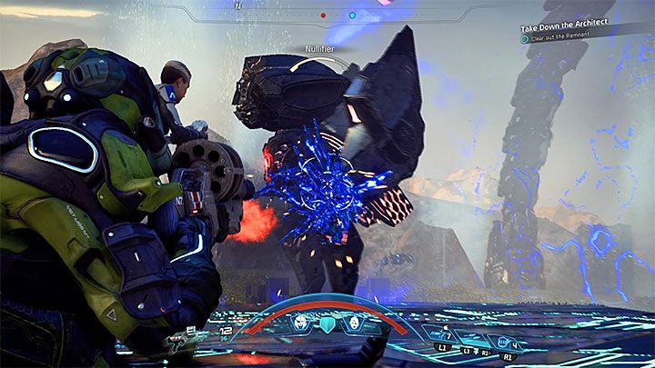 Staraj się zawsze zniszczyć wszystkie zwykłe boty zanim osłabianie Architekta stanie się ponownie możliwe - Pokonaj Architekta Kadara | Kadara | Zadania w Helejosie w Mass Effect Andromeda - Mass Effect: Andromeda - poradnik do gry