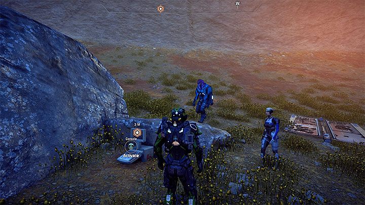 Użyj skanera żeby zlokalizować interaktywną konsolę - Drogocenny ładunek | Kadara | Zadania w Helejosie w Mass Effect Andromeda - Mass Effect: Andromeda - poradnik do gry
