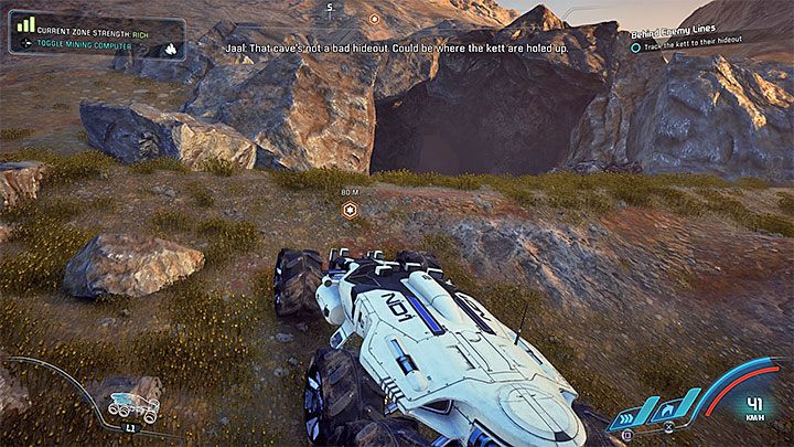 Musisz zacząć używać skanera i odnajdywać dzięki niemu ślady kettów podobne do tych z obrazka 1 - Za liniami wroga | Kadara | Zadania w Helejosie w Mass Effect Andromeda - Mass Effect: Andromeda - poradnik do gry