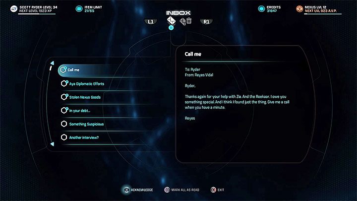 Przeczytaj e-maila od Reyesa - Noc na mieście | Kadara | Zadania w Helejosie w Mass Effect Andromeda - Mass Effect: Andromeda - poradnik do gry