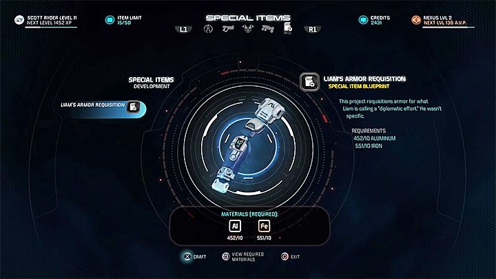 Obiekt dla Liama będzie znajdował się w ostatniej zakładce - Liam Kosta: Pancerna dyplomacja | Sojusznicy i związki w Mass Effect Andromeda - Mass Effect: Andromeda - poradnik do gry