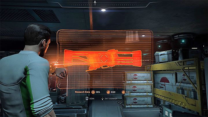 Poszukiwana anomalia znajduje się za ścianą w pokazanej na powyższym obrazku małej zbrojowni, która zlokalizowana jest na najniższym pokładzie statku w jego południowo-wschodniej części - Nadbagaż | Tempest | Zadania w Helejosie w Mass Effect Andromeda - Mass Effect: Andromeda - poradnik do gry