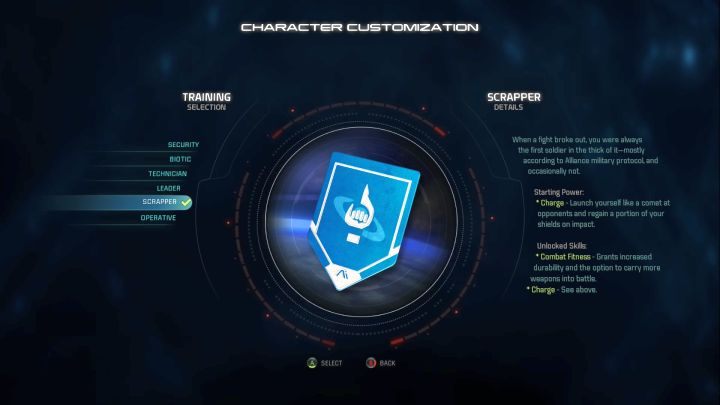 Wybór Narwańca (Scrapper) jako treningu dla postaci. - Narwaniec (Scrapper) w Mass Effect Andromeda | Bohater - Mass Effect: Andromeda - poradnik do gry