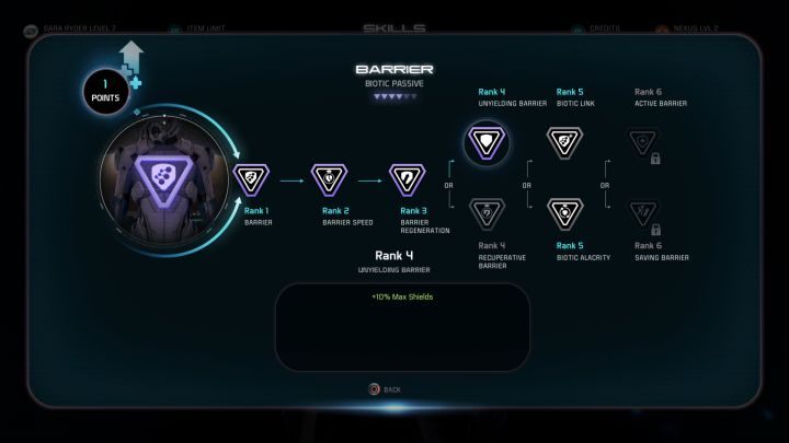 Każda zdolność udostępnia dwie ścieżki rozwoju wraz z dotarciem do 4 poziomu jej zaawansowania. - Rozwój postaci w Mass Effect Andromeda | Bohater - Mass Effect: Andromeda - poradnik do gry