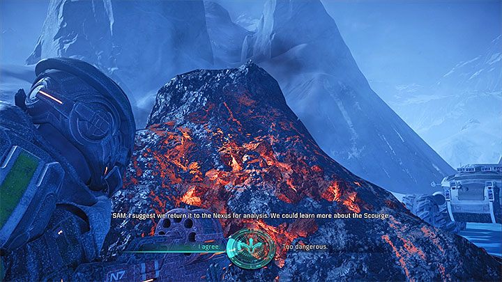 Zadecyduj czy chcesz zabrać meteoryt na Nexusa czy będzie to zbyt duże ryzyko - Częstotliwość | Voeld | Zadania w Helejosie w Mass Effect Andromeda - Mass Effect: Andromeda - poradnik do gry