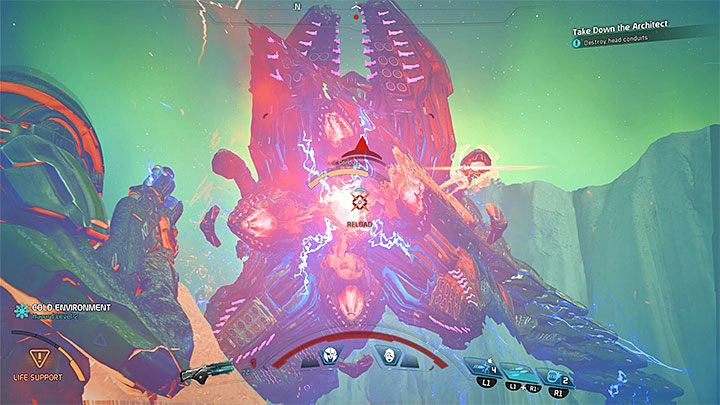 Osłabiaj przewody na głowie Architekta gdy tylko stanie się to możliwe - Jak pokonać Architekta Porzuconych na Voeld? | Walki z bossami w ME Andromeda - Mass Effect: Andromeda - poradnik do gry