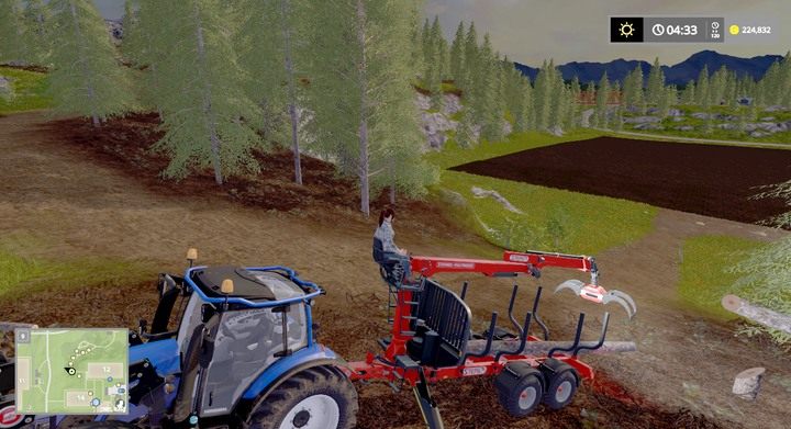 Naczepa Stepa posiada dźwig oraz podpory stabilizujące ją - Bele i kłody w Farming Simulator 17 | Podstawy leśnictwa - Farming Simulator 17 - poradnik do gry