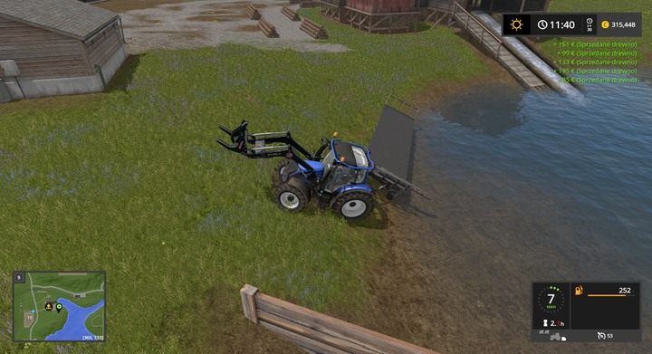 Najłatwiejsza metoda to zrzucanie drewna do wody - Bele i kłody w Farming Simulator 17 | Podstawy leśnictwa - Farming Simulator 17 - poradnik do gry