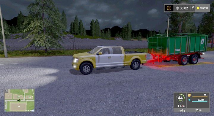 Pick-up może przewozić lekkie naczepki z ładunkiem z dużo większą prędkością - jednak głównie tylko na asfalcie - Porady strategiczne w Farming Simulator 17 | Dla początkujących - Farming Simulator 17 - poradnik do gry