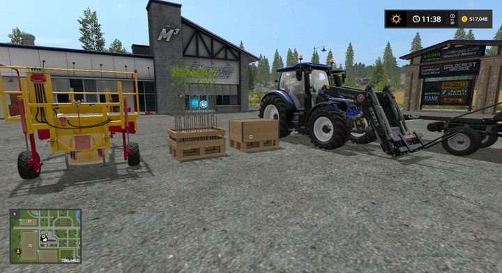Wszystko czego potrzebujesz do sadzenia drzewek (lewa paleta) lub topoli (prawa paleta) - Sadzenie drzew i topoli w Farming Simulator 17 | Podstawy leśnictwa - Farming Simulator 17 - poradnik do gry