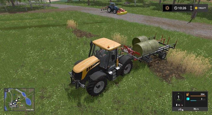 Możesz użyć bardzo wygodnych naczep, które same ładują bele, gdy tylko do nich podjeżdżasz - Trawa, siano i kiszonka w Farming Simulator 17 | Informacje o uprawach - Farming Simulator 17 - poradnik do gry