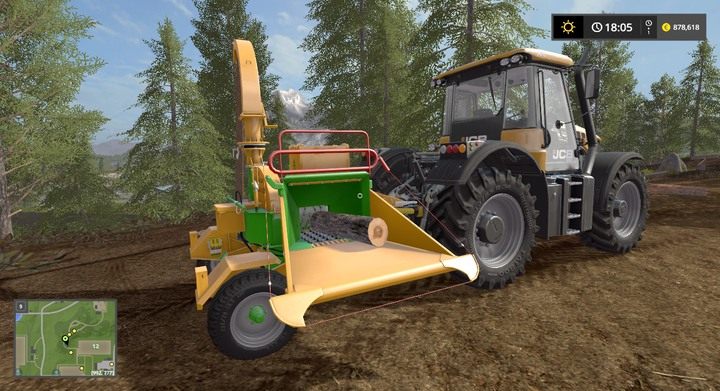 Heizomat HM 4-300 - brak taśmy powoduje, że drewno trzeba wpychać do środka - Zręby w Farming Simulator 17 | Podstawy leśnictwa - Farming Simulator 17 - poradnik do gry