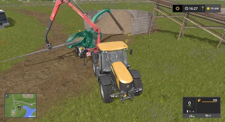 Pamiętaj, aby wylatujące zrębki trafiały w oznaczone pole przez górą zrębków - Zręby w Farming Simulator 17 | Podstawy leśnictwa - Farming Simulator 17 - poradnik do gry
