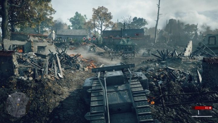Gdy twoim celem stanie się zniszczenie artylerii, zwróć uwagę na zielony namiot po prawej stronie - Błoto i krew | Podręczniki polowe w Battlefield 1 - Battlefield 1 - poradnik do gry