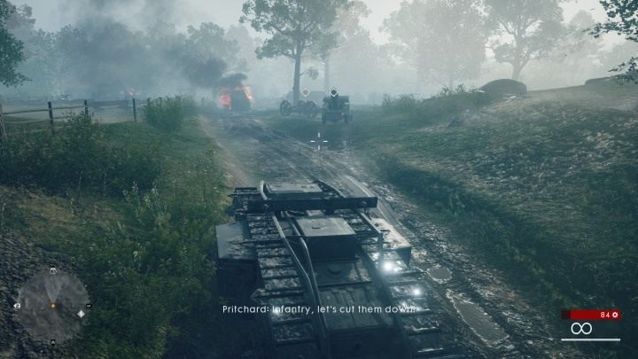 Przy głównej drodze zobaczysz dwa działa, za jednym z nich schowany jest następny podręcznik polowy - Błoto i krew | Podręczniki polowe w Battlefield 1 - Battlefield 1 - poradnik do gry
