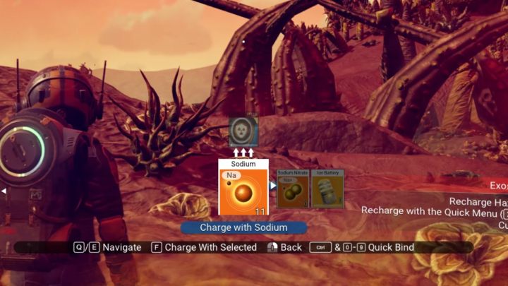 Po naprawie skanera, tutorial przeprowadzi Was przez proces skanowania i odnajdywania podstawowych surowców, służących jako paliwo do ładowania najczęściej używanych przedmiotów w grze - No Mans Sky: Od czego zacząć? - No Mans Sky - poradnik do gry