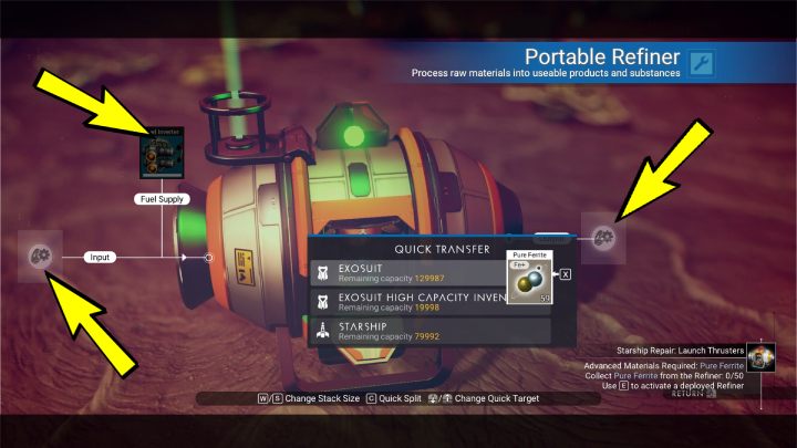 Przy korzystaniu z przenośnej rafinerii (Portable Refiner) pamiętajcie o tym, że najpierw trzeba ją zasilić paliwem - No Mans Sky: Od czego zacząć? - No Mans Sky - poradnik do gry