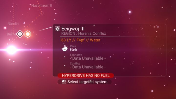 Na mapie galaktyki wyświetlane są następujące informacje - No Mans Sky: System - eksploracja, piraci, asteroidy, walki w kosmosie, space encounters - No Mans Sky - poradnik do gry